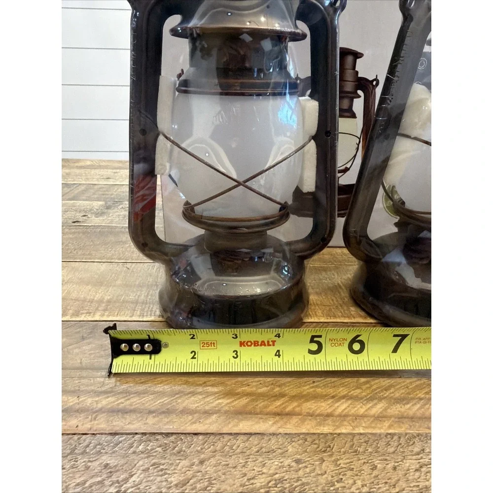 Dual Mode Flame Vintage LED Retro Lantern Battery Powered Lamp 2 Pack New In Box